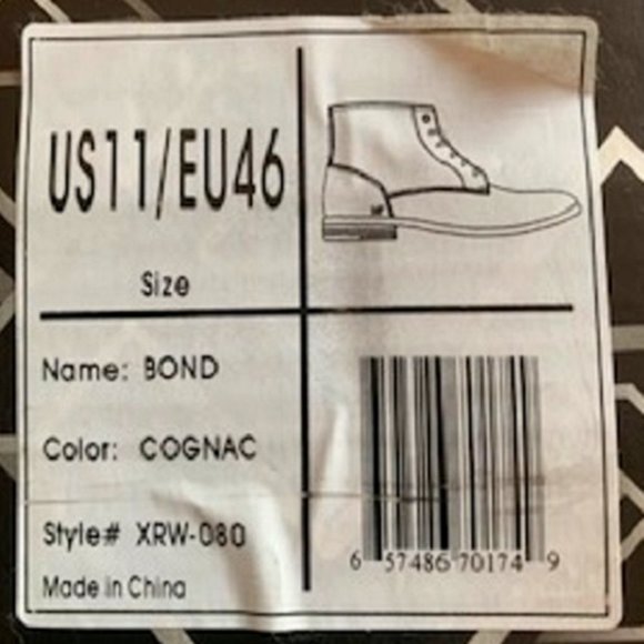 NWT Men's XRay Shoes Bond Demi Boot Laceup Cognac with Zipper ( US 11/EU 46) - Picture 6 of 9